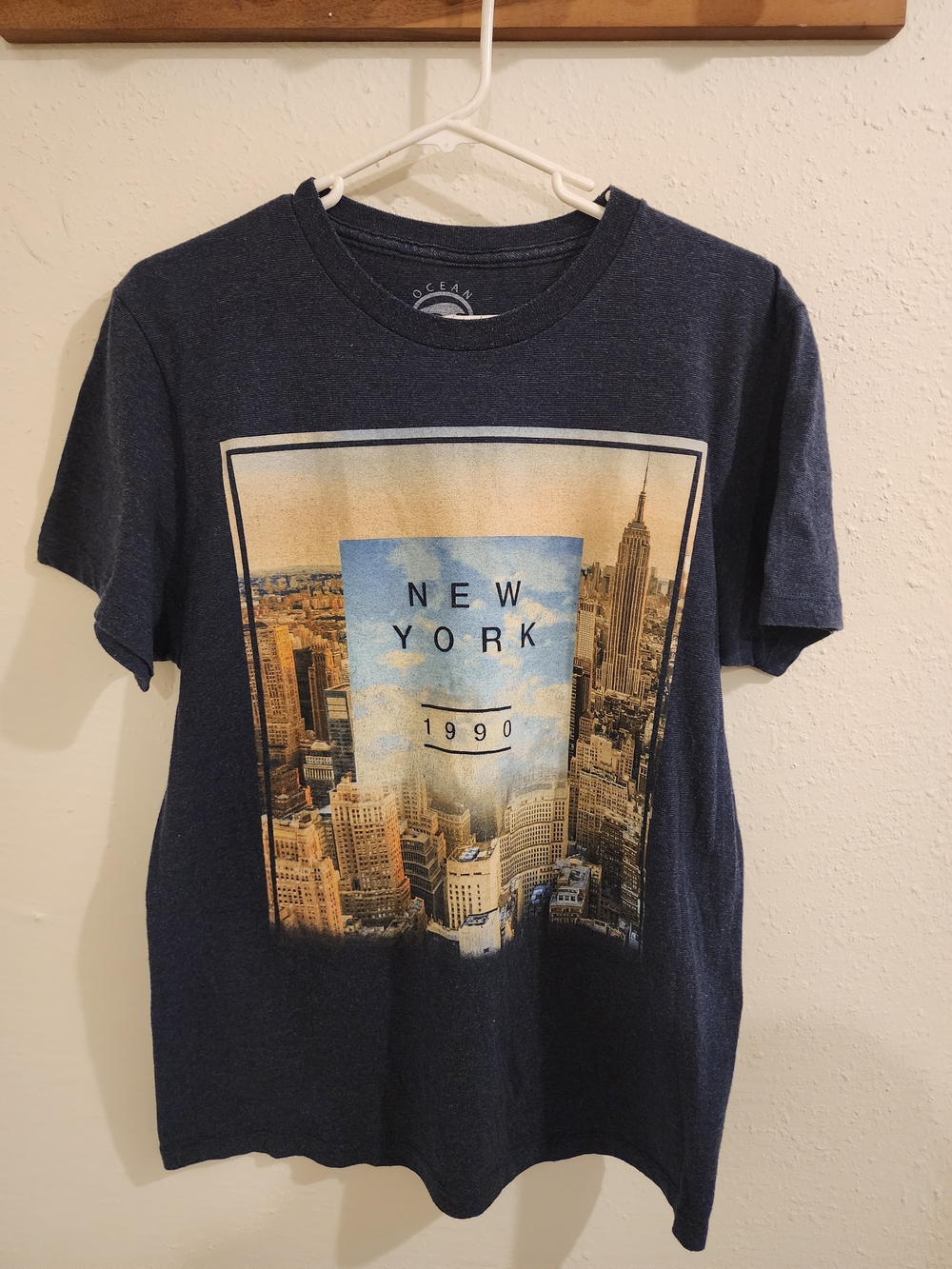 Ocean Current Navy Graphic New York 1990 Tee